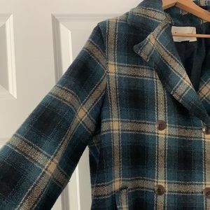 Vintage Augustus Oversized Blue Teal Plaid Coat Jacket